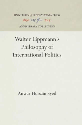 Walter Lippmann's Philosophy of International Politics