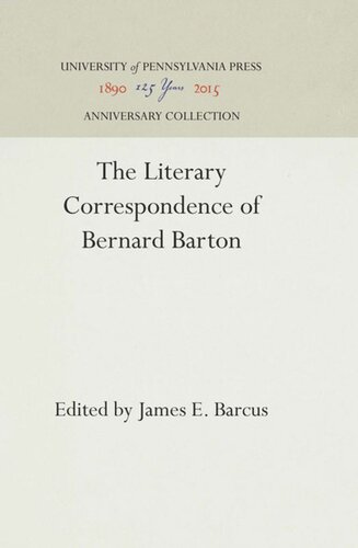 The Literary Correspondence of Bernard Barton