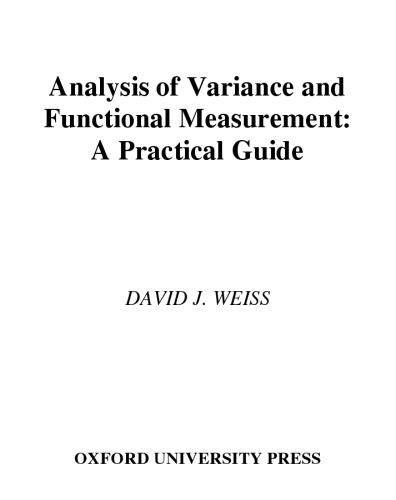 Analysis of Variance and Functional Measurement: A Practical Guide includes