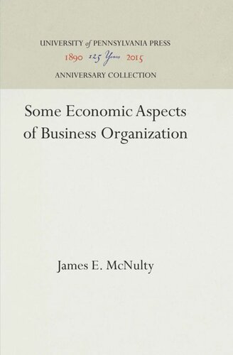 Some Economic Aspects of Business Organization