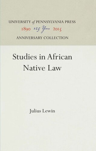 Studies in African Native Law
