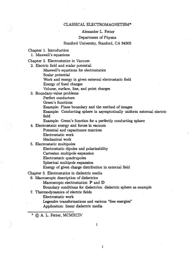 Classical Electromagnetism