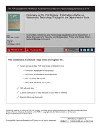 Diplomacy for the 21st Century: Embedding a Culture of Science and Technology Throughout the Department of State