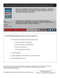 Genomics-Enabled Learning Health Care Systems: Gathering and Using Genomic Information to Improve Patient Care and Research: Workshop Summary