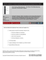 21st Century Manufacturing: The Role of the Manufacturing Extension Partnership Program