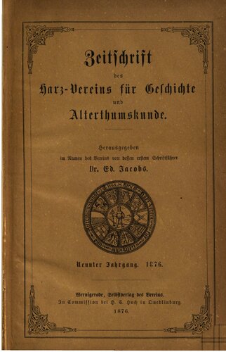Zeitschrift des Harz-Vereins für Geschichte und Alterthumskunde