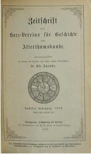 Zeitschrift des Harz-Vereins für Geschichte und Alterthumskunde