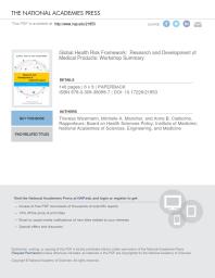 Global Health Risk Framework: Research and Development of Medical Products: Workshop Summary