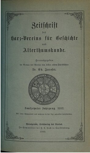 Zeitschrift des Harz-Vereins für Geschichte und Alterthumskunde