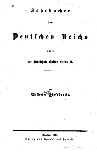 Jahrbücher des Deutschen Reichs unter der Herrschaft Kaiser Ottos II.