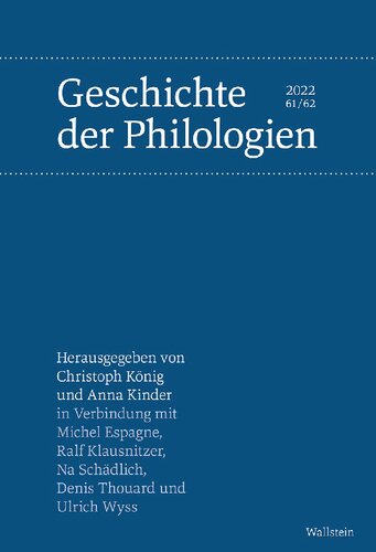 Geschichte der Philologien, Nr. 61/62 (2022)