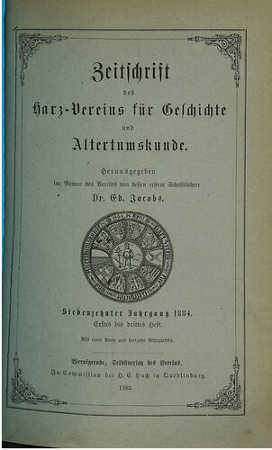 Zeitschrift des Harz-Vereins für Geschichte und Alterthumskunde
