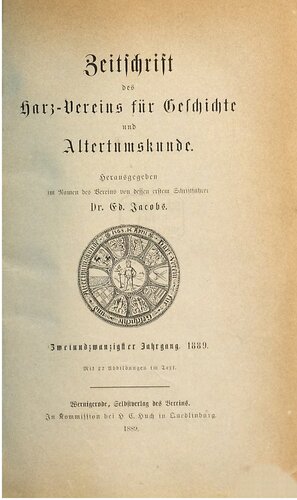 Zeitschrift des Harz-Vereins für Geschichte und Alterthumskunde