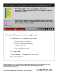 Characterizing and Communicating Uncertainty in the Assessment of Benefits and Risks of Pharmaceutical Products: Workshop Summary