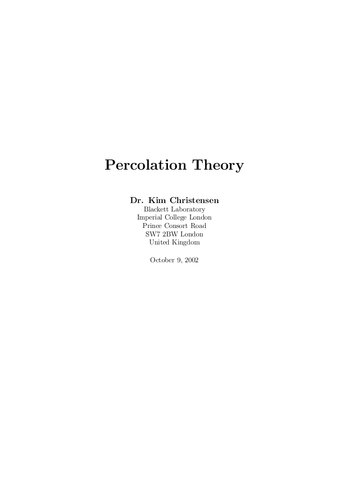 Percolation theory