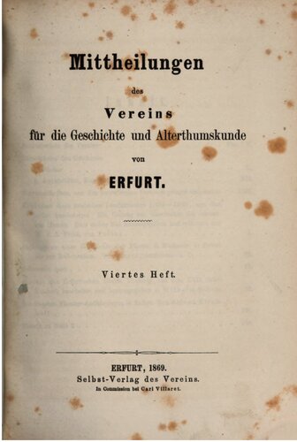 Mitteilungen des Vereins für die Geschichte und Altertumskunde von Erfurt