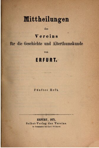 Mitteilungen des Vereins für die Geschichte und Altertumskunde von Erfurt