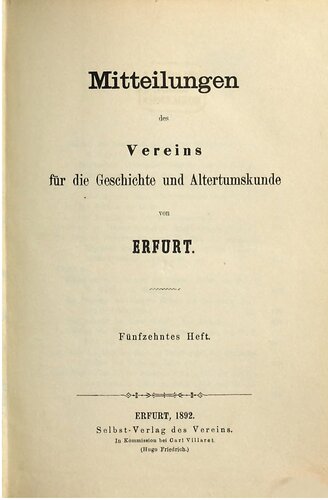 Mitteilungen des Vereins für die Geschichte und Altertumskunde von Erfurt