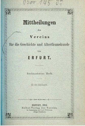 Mitteilungen des Vereins für die Geschichte und Altertumskunde von Erfurt