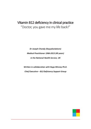Vitamin B12 Deficiency in Clinical Practice: 