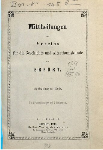Mitteilungen des Vereins für die Geschichte und Altertumskunde von Erfurt