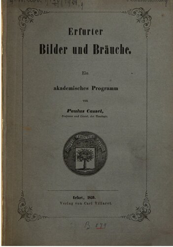 Erfurter Bilder und Bräuche. Ein akademisches Programm