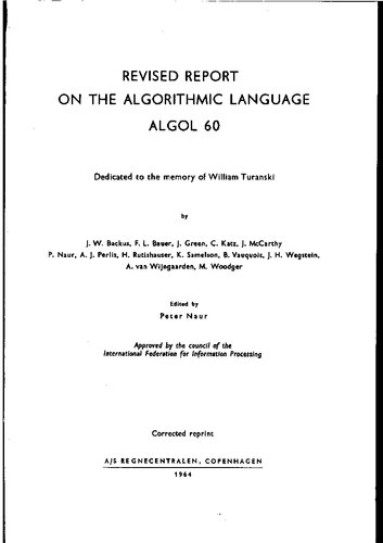 Revised Report on The Algorithimic Language Algol-60 1964