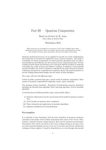 Quantum Computation