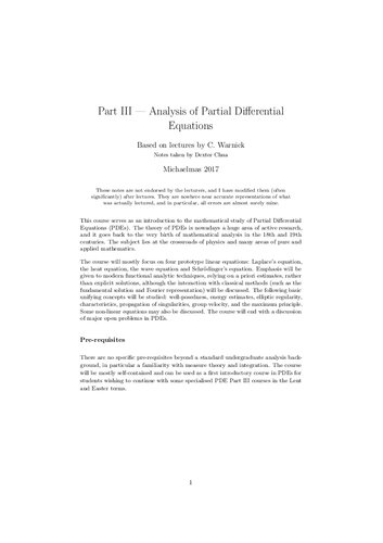 Analysis of Partial Differential Equations