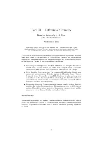 Differential Geometry