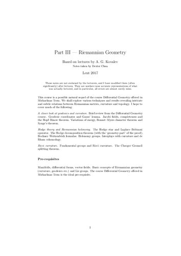 Riemannian Geometry