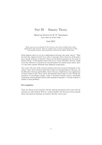 Ramsey Theory