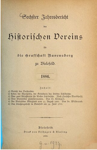 Jahresbericht des Historischen Vereins der Grafschaft Ravensberg zu Bielefeld