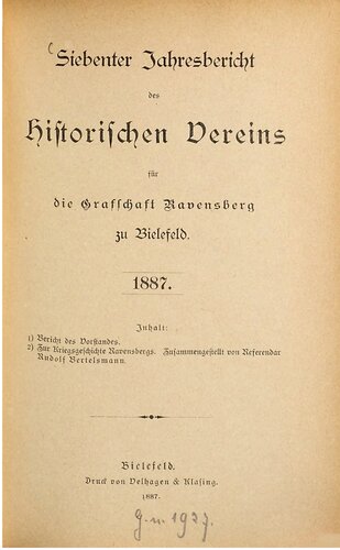 Jahresbericht des Historischen Vereins der Grafschaft Ravensberg zu Bielefeld
