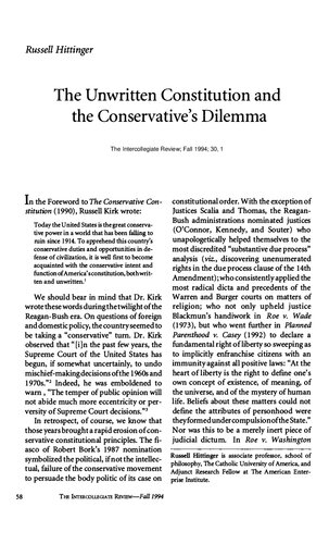 Unwritten Constitution and Conservative's Dilemma