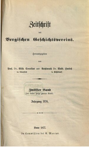 Zeitschrift des Bergischen Geschichtsvereins