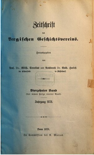 Zeitschrift des Bergischen Geschichtsvereins