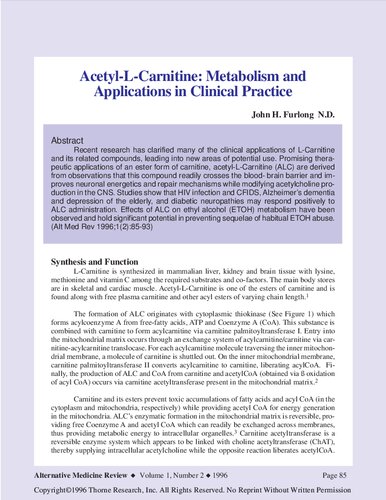 Alternative Medicine Review Monographs of Micronutrients ( Carnitine, Thiamine, Riboflavin, Taurine, Lysine, etc)