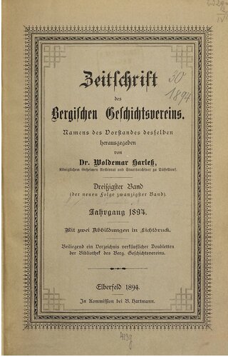 Zeitschrift des Bergischen Geschichtsvereins