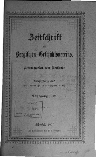 Zeitschrift des Bergischen Geschichtsvereins