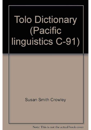 Tolo Dictionary (Pacific linguistics C-91)