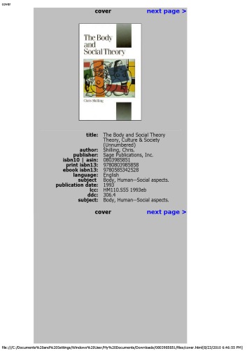 The Body and Social Theory (Published in association with Theory, Culture & Society)