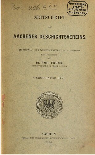 Zeitschrift des Aachener Geschichtsvereins