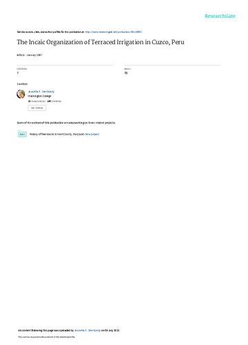 The Incaic organization of terraced irrigation in Cuzco, Peru