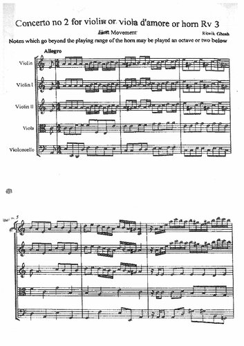 Concerto in A minor for violin, strings and continuo. Score and parts.