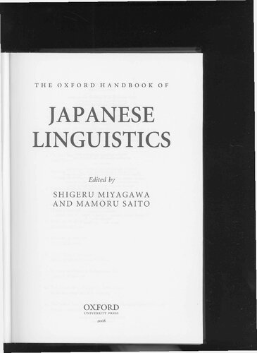 The Oxford handbook of Japanese linguistics