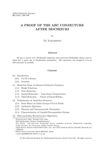 A proof of the abc conjecture after Mochizuki