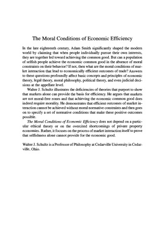 The Moral Conditions of Economic Efficiency