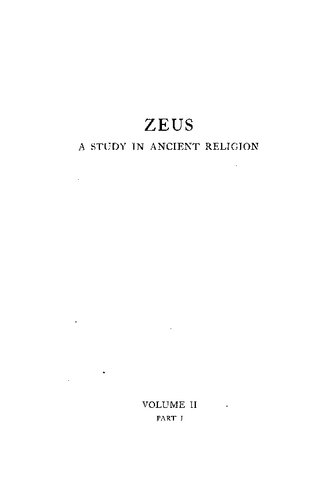 Zeus - A Study in Ancient Religion - Vol II Part I