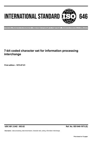ISO 646-1973 Information technology — ISO 7-bit coded character set for information interchange